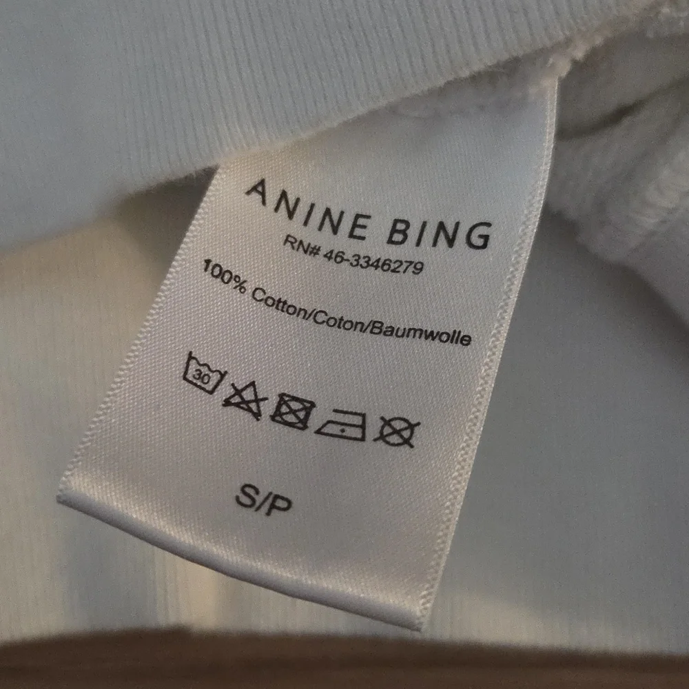 Anine Bing White Crewneck Sweater with Black Text